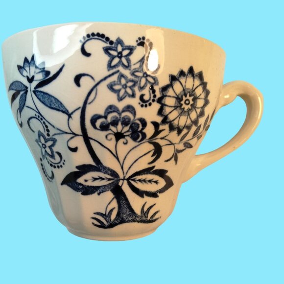 J G Meakin Blue White Floral Teacup Nordic Vintage Ceramic Cup - Picture 2 of 13
